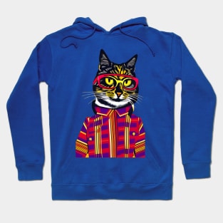 Colorful Hipster Cat Hoodie